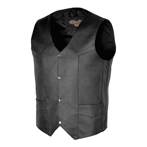 Men's Basic Leather Plain Side Leather Vest - Picture 1 of 3